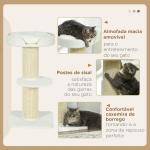 Arranhador para Gatos Altura 91 cm de 3 Níveis com Ninho Plataforma e Poste de Sisal 45x45x91 cm Creme