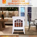 Lareira Elétrica Portátil 1000/2000W com Simulação de Chama Termostato e Proteção de Superaquecimento 36,5x24x46 cm Branco