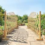 Conjunto de 2 Painéis de Vedações de Jardim Exterior Extensíveis de Madeira para Decoração de Terraço 180x30x103 cm Madeira