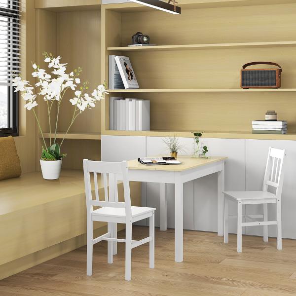 Mesa de Sala de Jantar de Madeira Retangular para 4 - 6 Pessoas Estilo Moderno 119x70x76 cm Carvalho e Branco