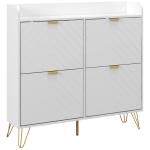 Sapateira Estreita com 4 Gavetas Basculantes e Prateleiras Ajustáveis para 16 Pares 106x24x102 cm Branco