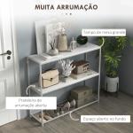Mesa Consola de Entrada Mesa de Entrada com Estante Aberto e Estrutura de Aço Anti - tombo para Sala 100x30x87 cm Branco