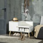 Banco Sapateira com Compartimento Aberto e Almofada Acolchoada para 4 Pares de Sapatos 80x33x49cm Branco
