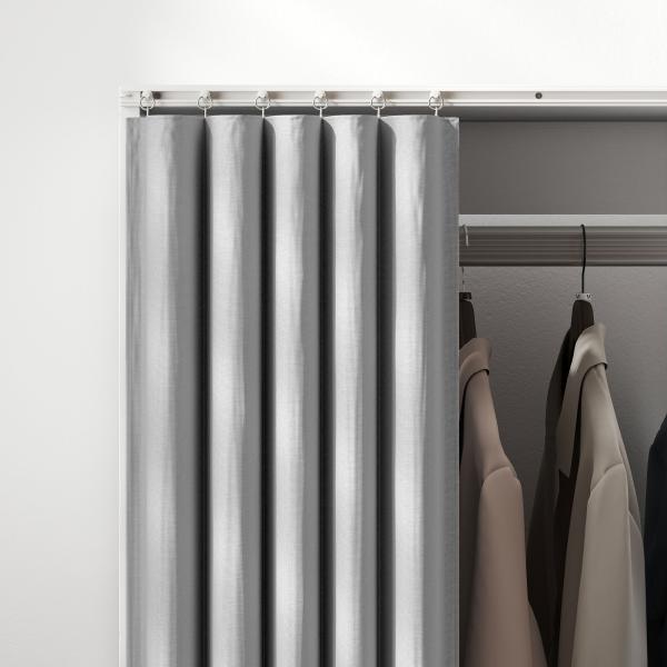 Roupeiro com Rodas, Cortina, Barra de Pendurar e 2 Compartimentos para Quarto 60x40x128 cm Branco