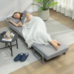 Sofá Cama Dobrável Estofado em Linho Sintético com Encosto Ajustável em 5 Níveis e Almofada Acolchoada 73x78x81 cm Cinzento Claro
