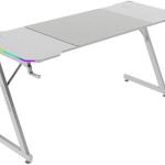 Mesa Ergonómica ARGB c/ Comando/Tapete XXL/Suportes Externos 160x60cm (Branco) - MARS GAMING