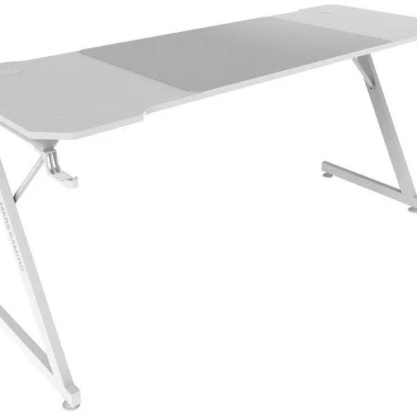 Mesa Ergonómica MGD - X160 c/ Tapete XXL e Suporte p/ Headset e Bebida 160x60cm (Branco) - MARS GAMING
