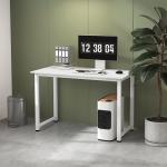 Secretária Moderna Mesa de Estudo com Estrutura de Aço e Pés Ajustáveis Mesa de Computador 120x60x76 cm Branco