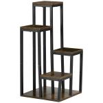 Suporte para Plantas de 4 Níveis com Base, Estante para Vasos para Interior e Exterior, 40x40x81 cm, Castanho
