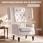 Poltrona de Sala de Estar Poltrona Moderna para Dormitório com Pés de Madeira Poltrona Individual 74x86x102 cm Creme
