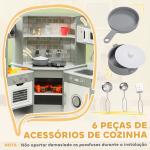 Cozinha de Madeira para Crianças com Sons Forno Lavatório Micro - Ondas Máquina de Gelo e Acessórios 110x80x91 cm Cinza