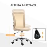 Cadeira de Escritório de Malha Cadeira de Escritório Giratória sem Apoio para os Braços com Altura Ajustável Carga Máxima 100 kg para Escritório Dormitório 43x56x90 - 100 cm Bege