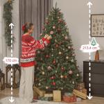 Árvore de Natal Artificial 210 cm com 2641 Ramos e Base Metálica Dobrável, Realista e Frondosa, Verde