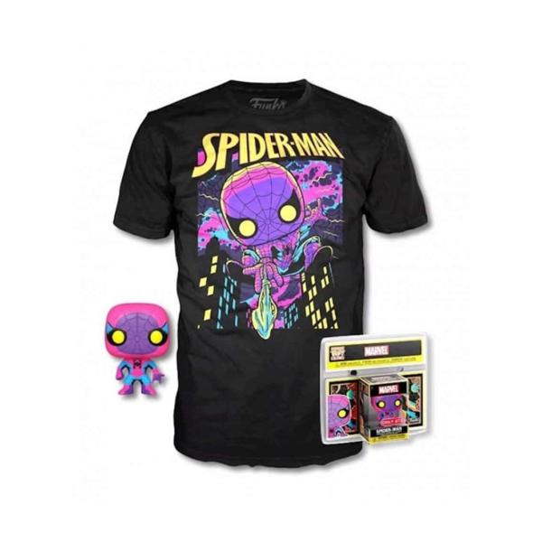 Funko Pop! SpiderMan Black Light - Marvel + Camisola (XL) — Recondicionado