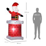 Pai Natal Insuflável com Chaminé 2 Luzes LED e Insuflador Elétrico Decoração de Natal 80x70x210 cm Multicor