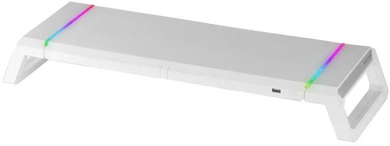 Base MGS - ONE Premium Stand Chroma RGB p/ Monitores (Branco) - MARS GAMING