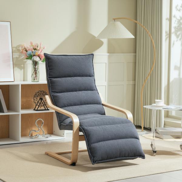 Poltrona de Salão com Apoio para os Pés Ajustável Estofada em Veludo com Estrutura de Madeira 67x93x105 cm Cinzento Escuro