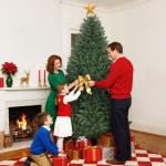 Árvore de Natal Artificial 210 cm com 2641 Ramos e Base Metálica Dobrável, Realista e Frondosa, Verde