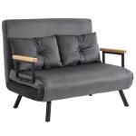 Sofá Cama Sofá Convertível em Cama de 2 Lugares Dobrável com Encosto Ajustável em 5 Níveis e 2 Almofadas 102x73x81 cm Cinza
