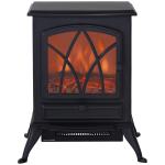Lareira Elétrica Portátil Lareira Elétrica com Efeito de Chama Realista Potência 1000W/2000W 45x28,5x54cm Preto