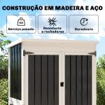 Abrigo de Jardim 94x43x166 cm Armário para Ferramentas com 2 Prateleiras Ajustáveis e 2 Portas Preto