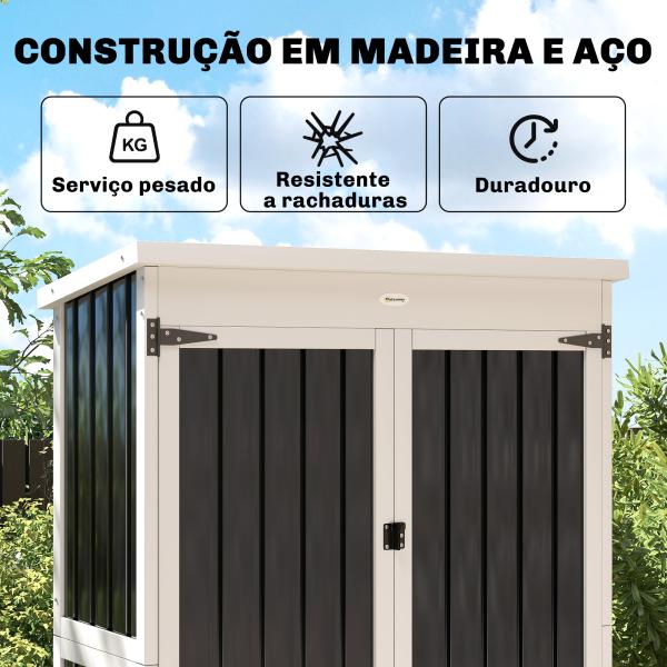 Abrigo de Jardim 94x43x166 cm Armário para Ferramentas com 2 Prateleiras Ajustáveis e 2 Portas Preto