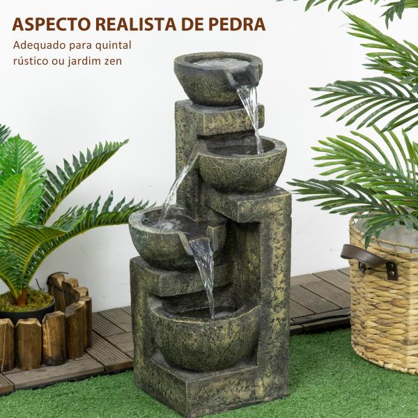 Fonte de Jardim 5 W Fonte de Água em Cascata de 4 Níveis com Bomba de Água e Saída de Água Ajustável 25x24x60 cm Multicolorido