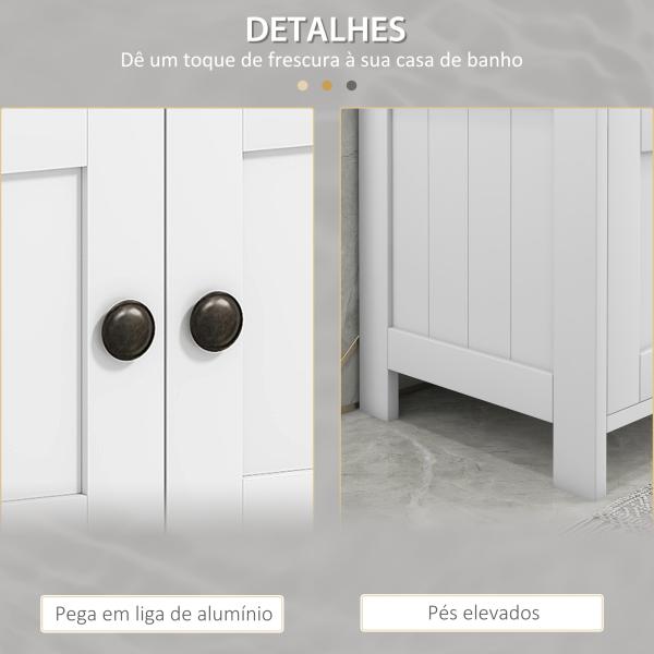 Móvel para Lavatório Pousar com Armário de 2 Portas Estante Aberto e Estante Ajustável Interior 60x30x60 cm Branco