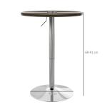 Mesa Alta Cozinha Mesa Alta Bar Redonda para 2 Pessoas Altura Ajustável Tampo Giratório 360° 60x60x91 cm Nogueira