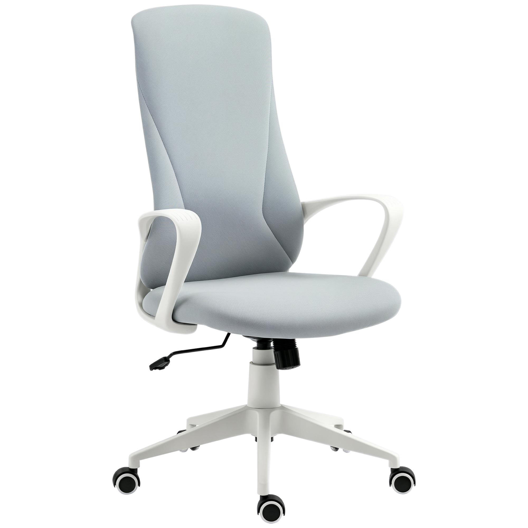 Cadeira de Escritório Ergonómica com Altura Ajustável Função de Inclinação e Encosto Alto 62x56x110 - 119,5 cm Cinza