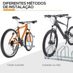 Estacionamento para 6 Bicicletas Suporte de Aço para Estacionar Bicicletas no Chão para Interior e Exterior 179x33x27 cm Prata