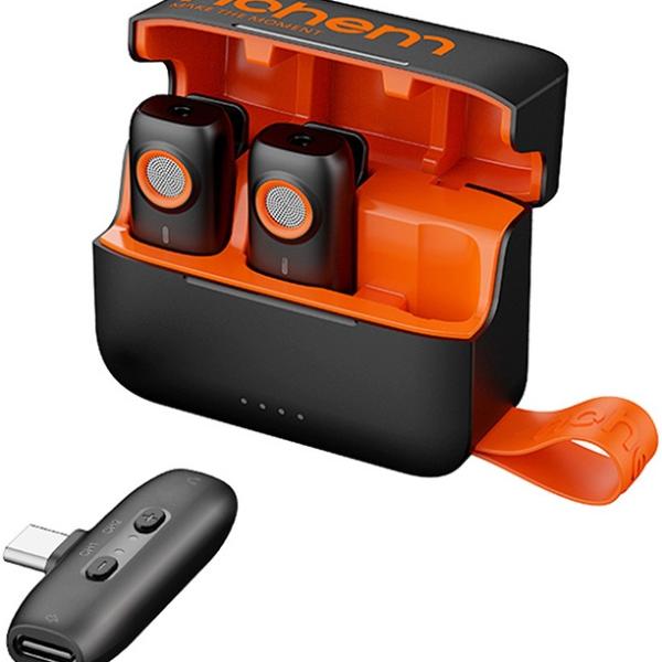 Microfone de Lapela USB - C (2 TX + 1 RX + Caixa de Carregamento) - HOHEM
