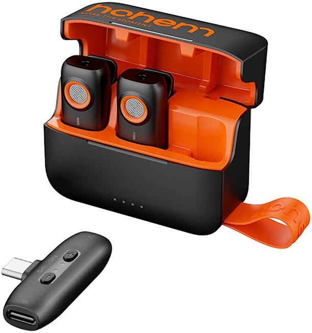 Microfone de Lapela USB - C (2 TX + 1 RX + Caixa de Carregamento) - HOHEM