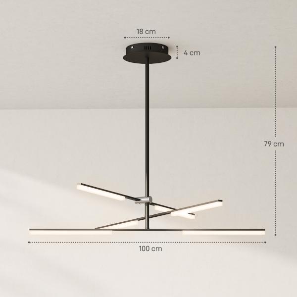 Candeeiro Suspenso Moderno Candeeiro de Teto LED com Ângulo de Luz Ajustável Pantalla de Acrílico Ø100x79 cm Preto