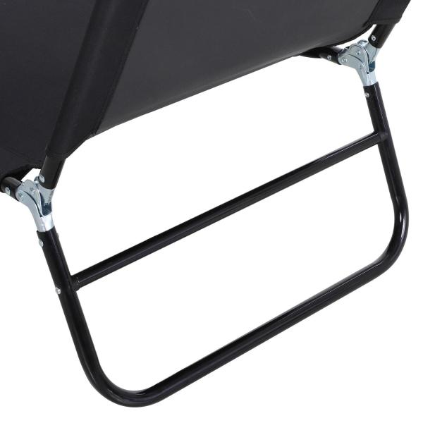 Espreguiçadeira dobrável reclinável com ângulo ajustável de 3 posições para exterior carga 120 kg 190x56x28 cm Preto