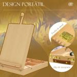 Cavalete de Mesa Ajustável em Madeira de Faia com 5 Compartimentos Prancha de Desenho e Esboços Dobrável 27x41,5x42,5 - 74,5 cm Madeira