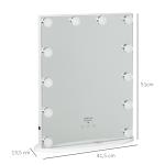 Espelho de maquiagem de Luzes LED Ajustável controle Tátil 41,5x13,5x51 Branco
