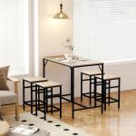 Conjunto de Mesa de Bar com 4 Bancos com Apoio para os Pés Conjunto de Móveis de 5 Peças Mesa de 100x60x88cm e Bancos de 32x32x57cm para Sala de Jantar Cozinha Preto e Carvalho