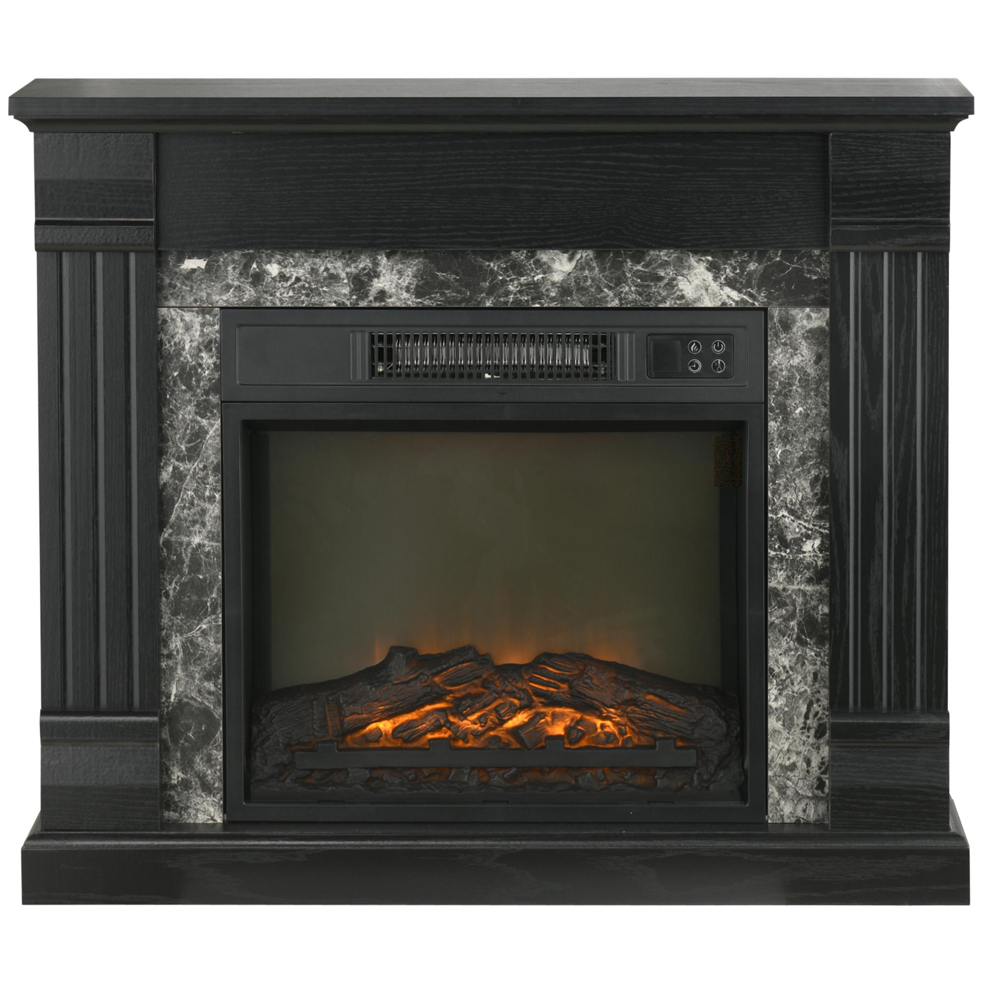 Lareira Elétrica 1800W com Efeito de Chama Realista e Proteção Contra Superaquecimento 80x21,6x67,8 cm Preto