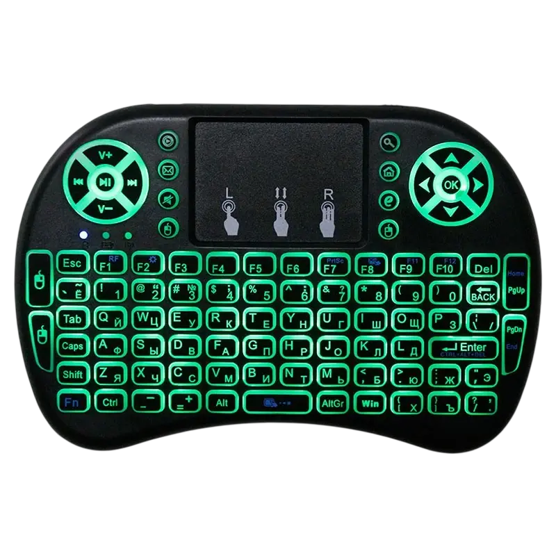 Mini Teclado s/ Fios i8 RGB LED (Preto)
