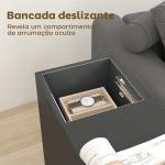 Mesa Auxiliar com Bancada Deslizante e Rodas Mesa Auxiliar com Armazenamento Oculto e Prateleira Ajustável 45x25x70 cm Preto