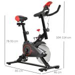 Bicicleta Estática Spinning com Monitor LCD Volante de Inércia de 6kg Assento e Guidão com Altura Ajustável Resistência Regulável 85x46x114cm Preto e Vermelho