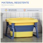 Banheira Dobrável para Bebé de 0 - 6 Anos Capacidade 105L Banheira Portátil para Crianças 75,3x55,4x43cm Amarelo e Azul