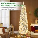 Árvore de Natal Estreita 225 cm Árvore de Natal Nevada com Luzes LED Temporizador 11 Modos de Iluminação Verde