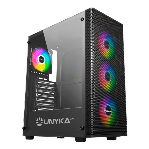 Caixa ATX Gaming Mir 100 PC (Preto/Transparente) - UNYKACH