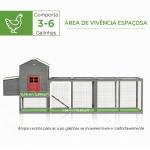 Galinheiro Grande de Madeira 300x66x116 cm com Ninho, Corredor Bandeja Removível Telhado Asfáltico Rampa 297,5x68x118 cm Branco e Cinza