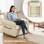 Poltrona Sala de Estar Estofada em Couro Sintético Poltrona Relax Moderna com Assento Largo Acolchoado Espesso 80x81x90 cm Bege