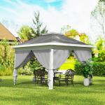 Tenda Dobrável 3,3x3,3 m Pop - up Altura Ajustável Teto Duplo Mosquiteiras Removíveis e Bolsa de Transporte Anti - UV Cinzento
