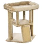 Árvore Arranhador para Gatos Pequenos Arranhador para Gatos com Poste de Juta Rampa Caverna e Bola Suspensa 40x40x57 cm Areia