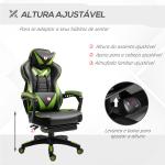 Cadeira de escritorio gaming ergonômica Altura Ajustável reclinável com apoio para pés Verde e Preto